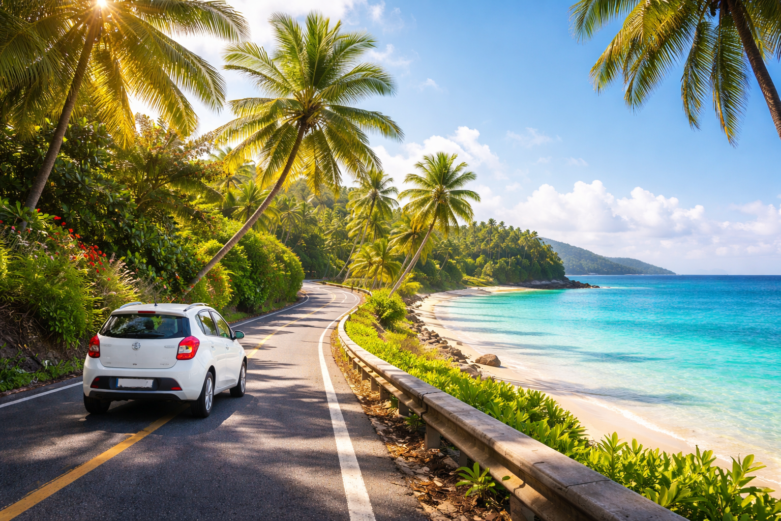 Route côtière en Martinique avec voiture de location